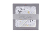 Vintage Bicycle Hooded Towel and Washcloth Set