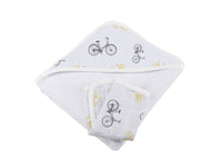 Vintage Bicycle Hooded Towel and Washcloth Set