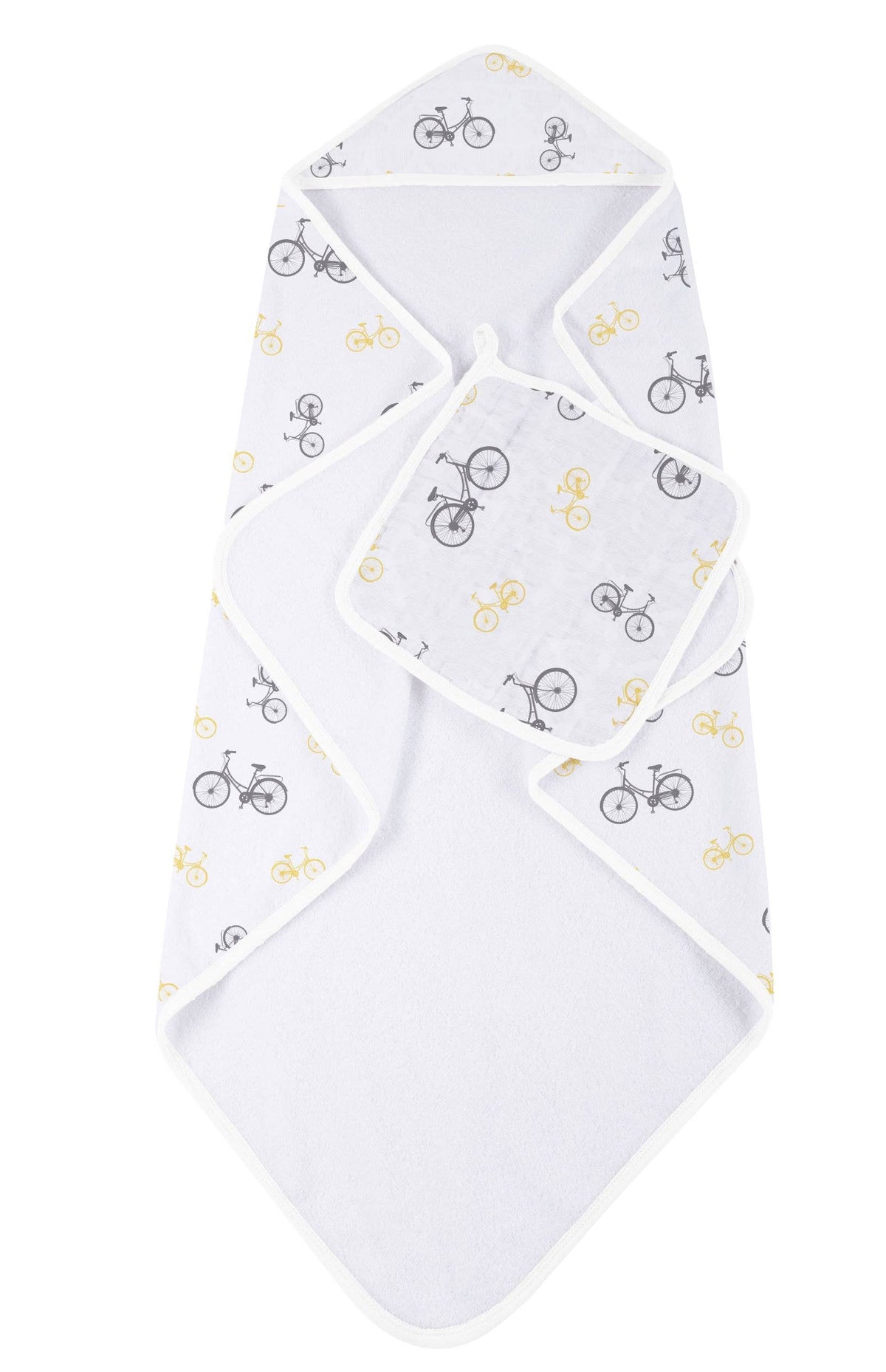 Vintage Bicycle Hooded Towel and Washcloth Set