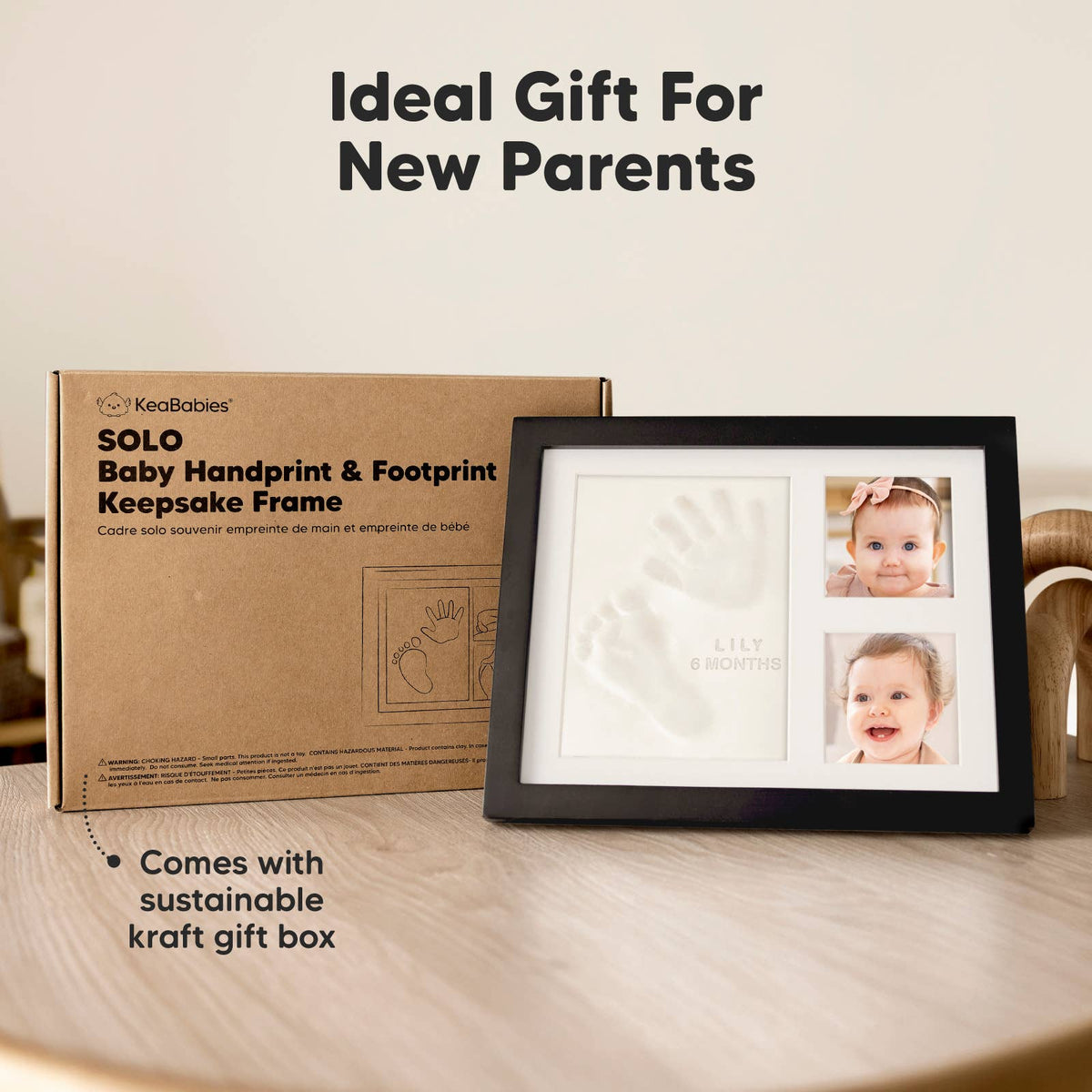 KeaBabies Baby Handprint, Footprint Keepsake Solo Frame