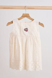 White hand embroidery lace dress
