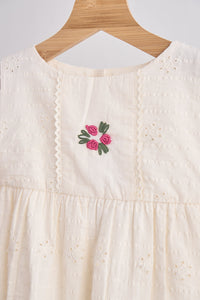 White hand embroidery lace dress