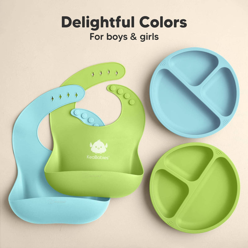 2-Pack Prep Silicone Bibs for Babies, Toddlers, Boys, Girls