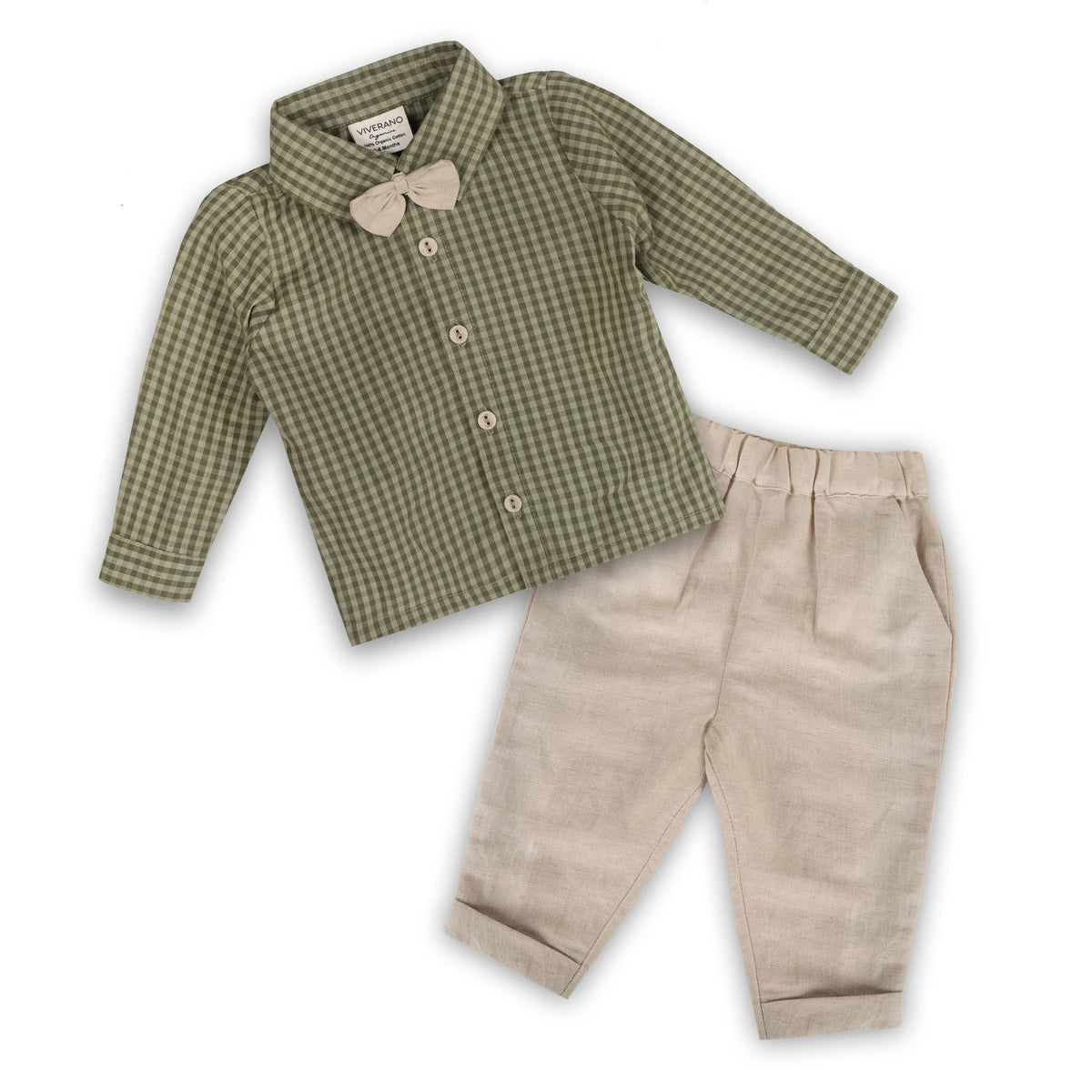 Gingham Shirt & Linen Pant Set (Linen Blend)