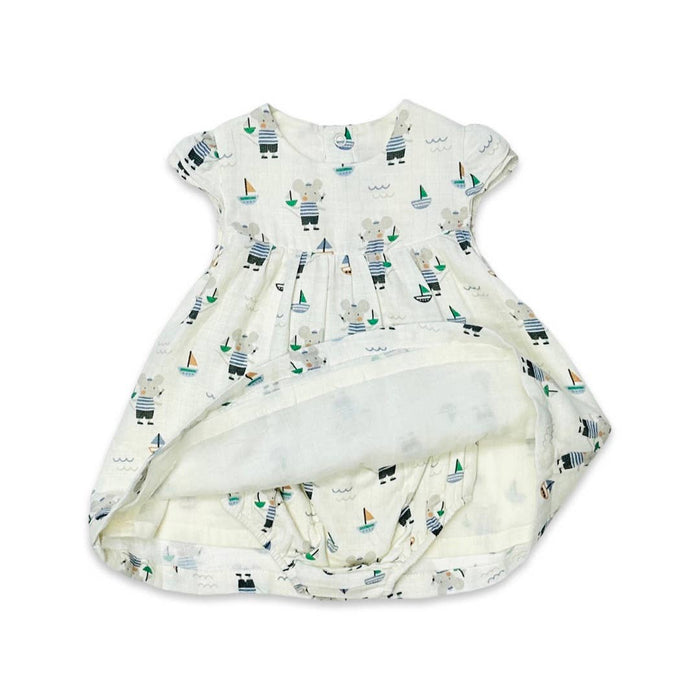 Mouse Sailor Cap Sleeve Baby Dress+Bloomer (Organic)