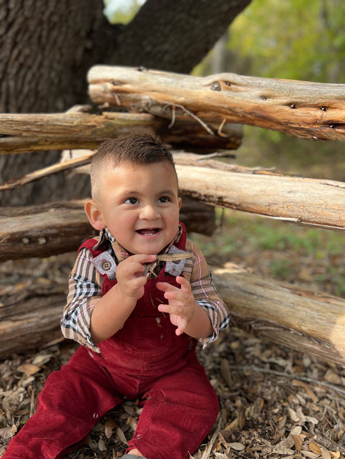 Brown/Black/Red JASPER Woven Onesie