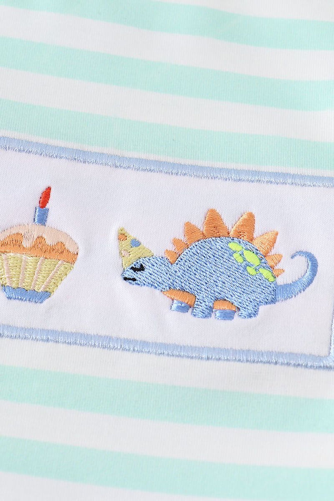 
                  
                    Dinosaur birthday cake embroidery stripe boy set
                  
                