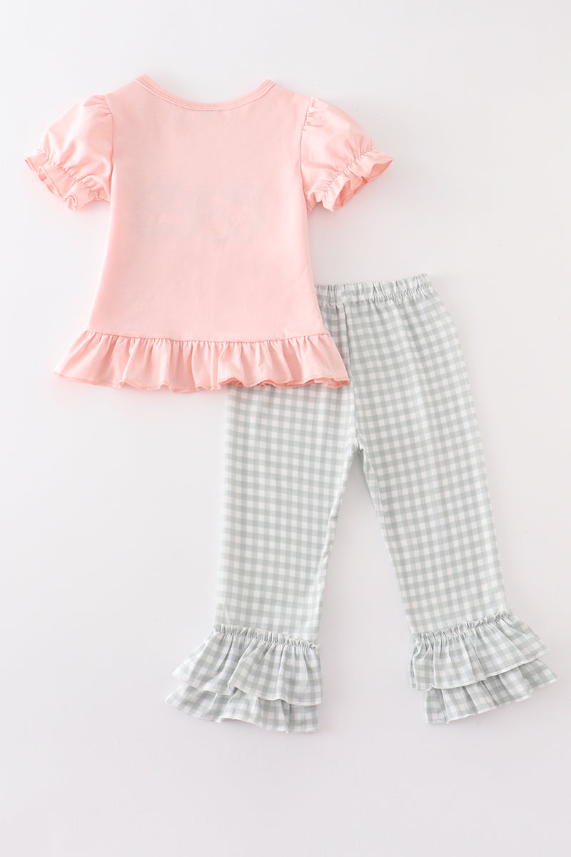
                  
                    Beige train pumpkin applique girl set
                  
                