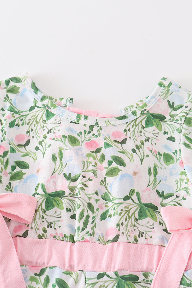 
                  
                    Green floral print girl jumpsuit
                  
                