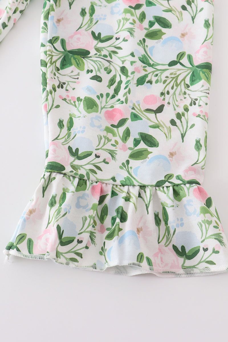 
                  
                    Green floral print girl jumpsuit
                  
                