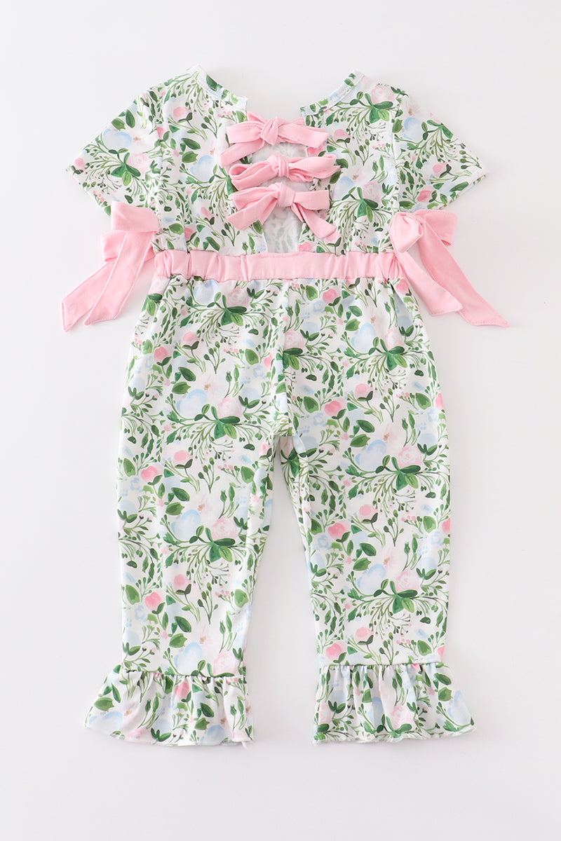 
                  
                    Green floral print girl jumpsuit
                  
                