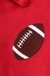 Maroon football embroidery button down shirt