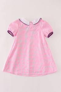 Pink plaid halloween embroidery dress