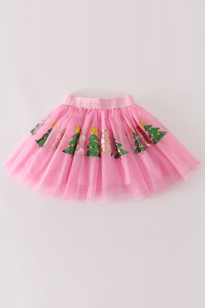 Pink gingerbread sequin tutu skirt