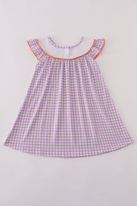 Purple Halloween pumpkin ghost embroidery dress