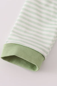 Sage turkey applique stripe romper