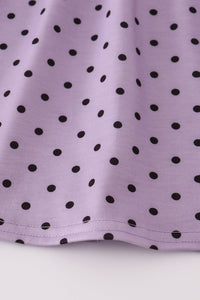 Purple Halloween dot witch embroidery bloomer set