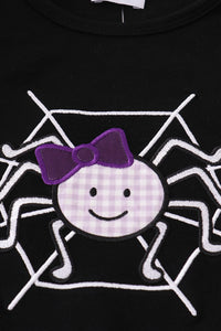 Purple Halloween spider embroidery pants set