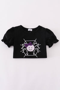 Purple Halloween spider embroidery pants set