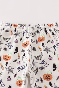 Halloween print girl pajamas set