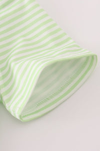 Green scarecrow embroidery stripe top