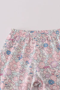 Blue turkey applique ruffle pants set
