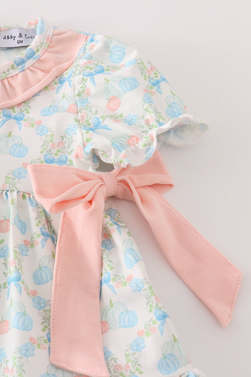 Pink pumpkin print baby girl set