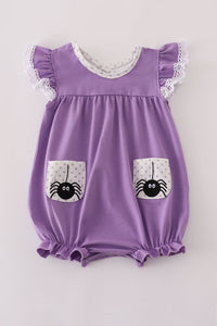 Purple spider embroidery ruffle bubble