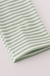 Green turkey french knot stripe top