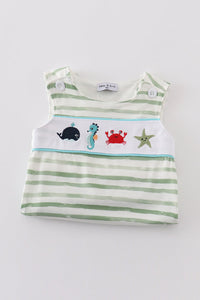Marine creature embroidery stripe bubble