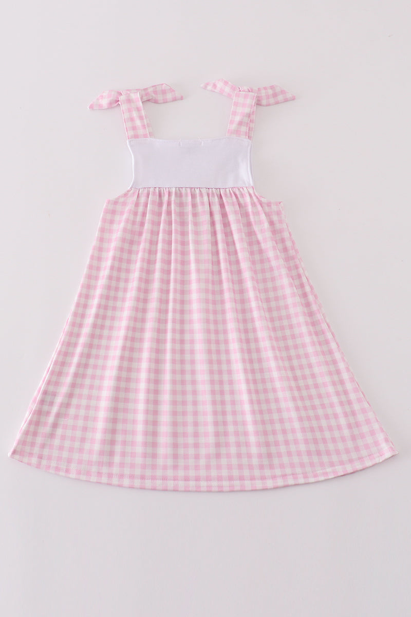 Pink bunny french knot girl dress