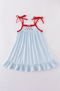 Gingham star embroidery dress