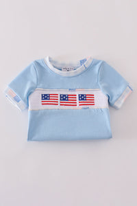 Blue flag embroidery bubble