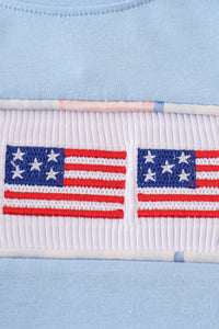 Blue flag embroidery top