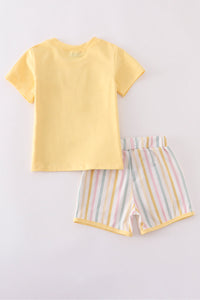 Rainbow stripe shorts set