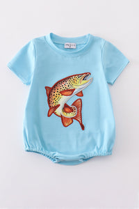 Blue fish applique bubble