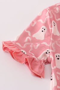 Halloween ghost print ruffle romper