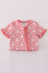 Halloween ghost print ruffle romper
