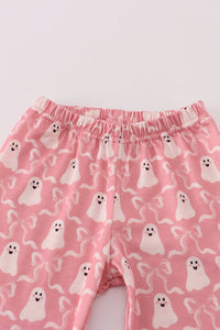 Halloween ghost print ruffle pajama set