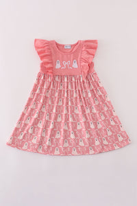 Halloween ghost embroidery ruffle dress