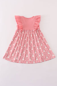Halloween ghost embroidery ruffle dress