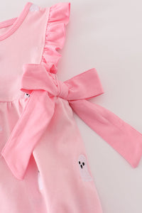 Pink ghost embroidery ruffle bubble
