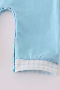 Blue character embroidery romper
