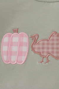Sage pumpkin turkey applique skorts set