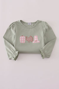 Sage pumpkin turkey applique skorts set
