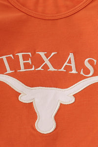 Rust Texas embroidery bow skorts set