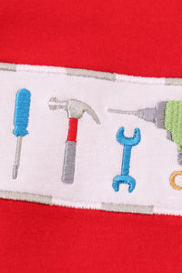 Red toolbox embroidery top