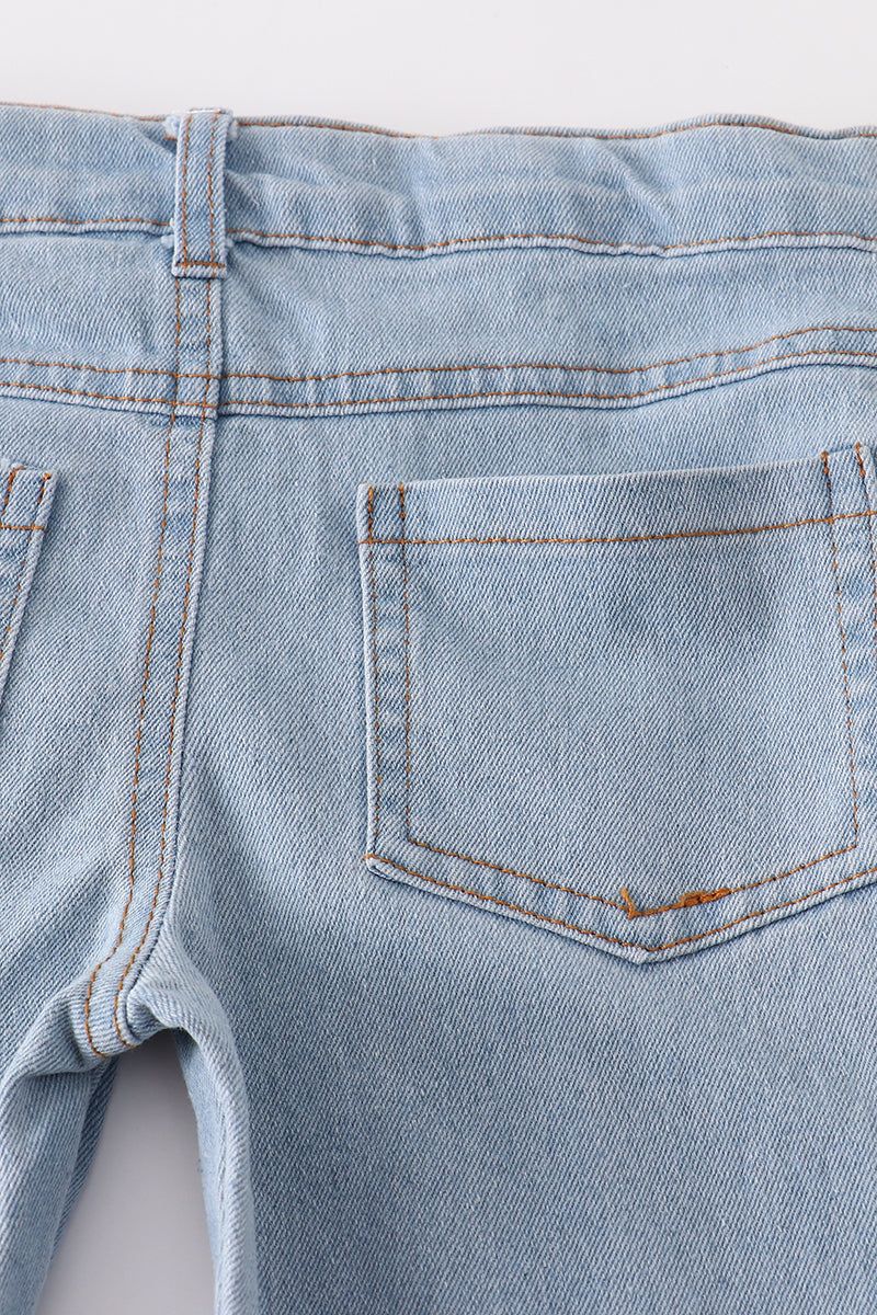 
                  
                    Light blue double layered denim jeans
                  
                