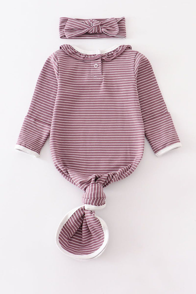 
                  
                    Purple stripe ruffle baby 2pc gown
                  
                