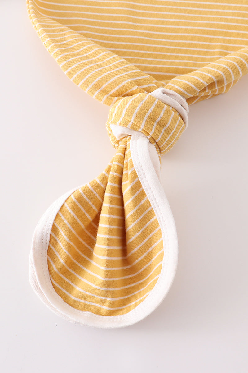 Mustard stripe ruffle baby 2pc gown